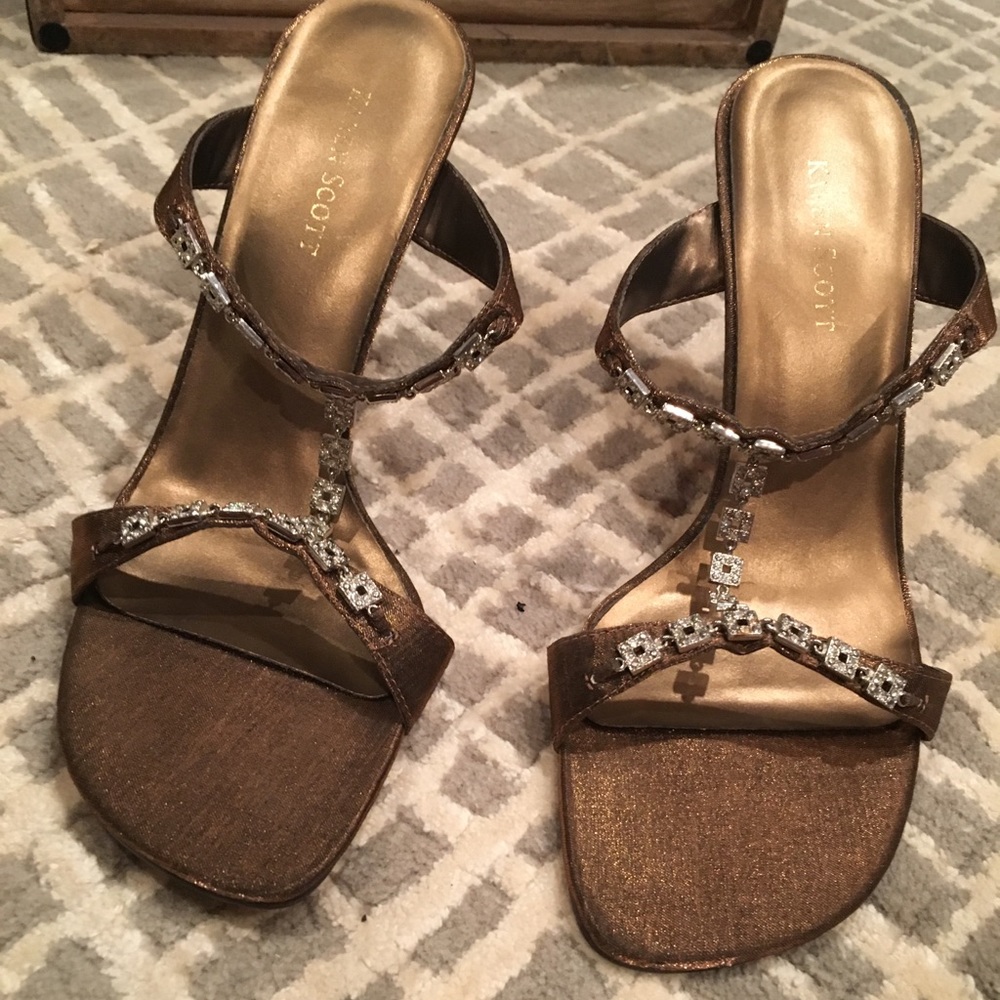 Karen Scott Strappy Sandal Jeweled 4” Heels copper